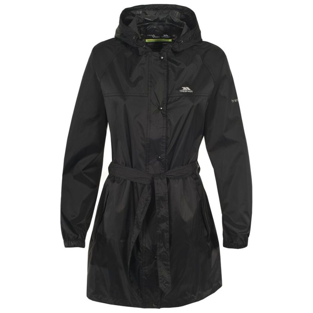 Trespass Womens/Ladies Compac Mac Waterproof  Packaway Rain Jacket/Coat / Black